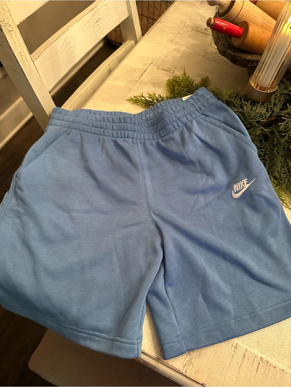 Nike Kids Sky Blue Elastic Waist Athletic Shorts. Size XL